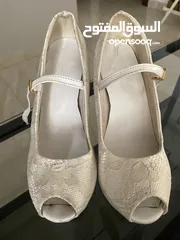  1 حذاء عروس مع كعب 15 سم روكي مريح جدًا  Wedding shoes size 37 with a rocky 15 cm heels