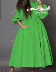  1 فستان اخضر طويل ناعم