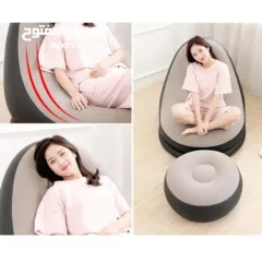  4 طقم أريكة استرخاء + مسند قدم قابل للنفخ – الحل الذكي لكل بيت ولكل رحلة!   مثالي للقعدة، القيلولة.