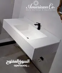  17 تفصيل مغاسل واسطح مطابخ وكاونتر استقبال وتلبيس اعمدة رخام صناعي مغسله اكريليك corian بورسلان كوارتز