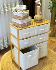  3 خزانة البامبو العصرية 6 ادراج قماشية مثالية لتنظيم المناشف، الملابس، الألعاب، أو أي أغراض أخرى.