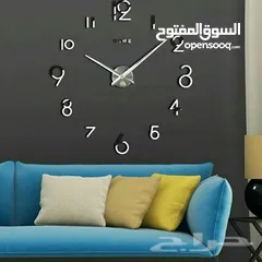  12 ساعه  حائط  ضخمه ديكور  ساعة  لون ذهبي و اسود و فضي مرآه و بني  حجمين