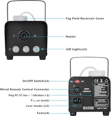  8 جهاز صنع الضباب مناسب لجميع المناسبات مع انارة مع ريموت التحكم عن بعد