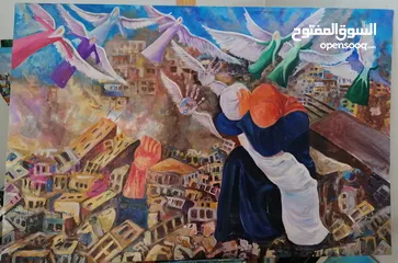  1 لوحة فنية ألوان زيت على كانفس مقاس 100×150سم