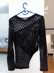  3 Zara Asymmetrical crochet black top