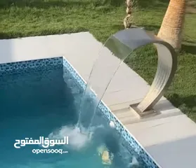  5 تنفيذ كافة اعمال المسابح وصيانة المسابح وكافة أعمالها وشلالات والشاليهات من الحفر حتى السباحه بنظام