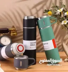  1 تيرموس ستانلس ستيل 3 كاسات يحافظ على السخن حتى 12 ساعة مصنوع من ستانلس ستيل عالي الجودة