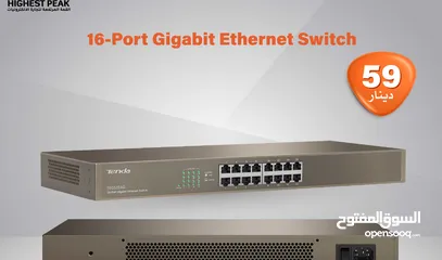  1 Tenda TEG1016G محول جيجابت إيثرنت مزود بـ 16 منفذًا