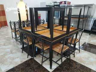  1 tables + refrigerators + chairs + stores