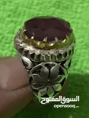  4 خاتم فضه ياقوت صياغه ايراني