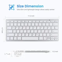  6 كيبورد لاسلكي . بلوتوث . حجم صغير  لون ابيض BLUETOOTH WIRELESS KEYBOARD WB-8022