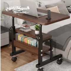  2 طاولة لابتوب خشبية سطح واسع يكفي لابتوب دفتر محاضرات كتب ارتفاع قابل للتعديل من 61 ل 90 سم مع رفوف