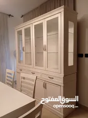  7 غرفة سفرة مودرن اروبي ، طاولة والكراسي والفضية   بحالة ممتازة جدا ، متوفر خدمة توصيل وتركيب   ......