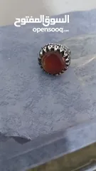  4 خاتم فضه عقيق حجم ضخم