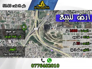  1 رقم الأعلان (5140) قطعة ارض للبيع في رجم عميش  قرب فندق ايفرست