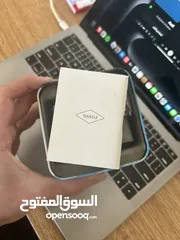  5 ساعة فوسيل رجاليه باللون الازرق الفاتح(ارتكوازي) اصليه جديدة من خارج الاردن