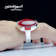  2 خواتم فضه بحريني ثقيل وعقيق يمني اصلي