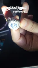  4 خاتم فضه 925 موزنايت حبة راهيه