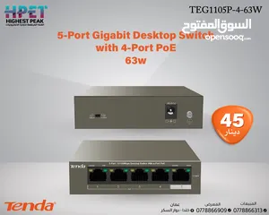  1 Tenda TEG1105P-4-63W محول Gigabit Desktop Switch with 4-Port PoE