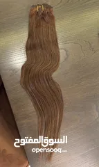  4 شعر طبيعي 100/100 جديد غير مستعمل (كلبسات 8 قطع ) لون بني
