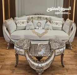  1 كنب صالون ملوكي دمياطي من افخم انواع الخشب الزان الأحمر