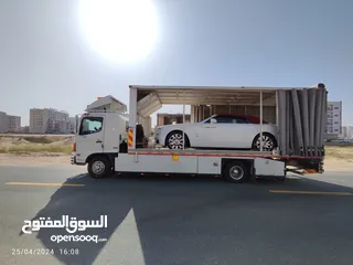  3 سطحة فل داون مغلقة لنقل السيارات من قطر الى دبي وبالعكس