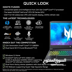  2 rtx 3060 acer predator helios 300 لابتوب     السعر قابل للمفاوضة لابتوب قيمنق144hz full hd مستعمل