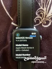  5 Series 6 / 44mm ما فيها اي عطل ولا خدوش الساعه ممتازه جدا  معها 3 كستك كل التفاصيل موجوده بالصور