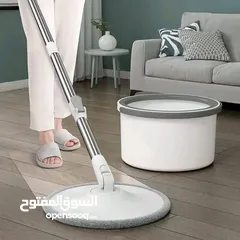  1 ممسحة تنظيف ذاتية مربعة الشكل للأرضيات رأس دوار 360 درجة دلو بميزة فصل الماء النظيف عن الماء