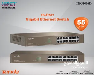  1 محول جيجابايت Tenda TEG1016D Gigabit Ethernet Switch 16 port