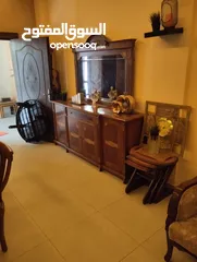  4 طقم سفره وموريس وبيرو وفضيات عدد 2 مع طربيزات عدد3  خشب بلوط وزان