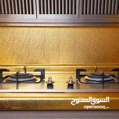  11 جددي مطبخك بأناقة ولمسة عصرية! استيكر فويل ذهبي/فضي حراري – مقاوم للنار وسهل التنظيف!