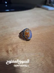  2 خاتم فضة وعقيق يمني مميز نادر
