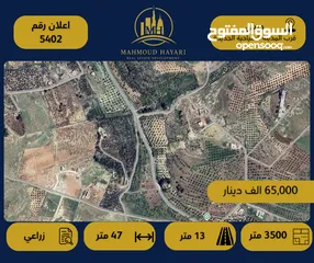  1 رقم الإعلان: (5402) قطعة أرض للبيع في جرش / قرب المدينة السياحية الجديدة