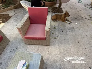  4 طقم رتان لون بيج و احمر