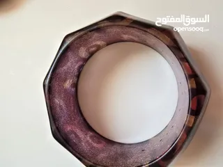  6 اساور زجاجية ملونة جميلة كبيرة