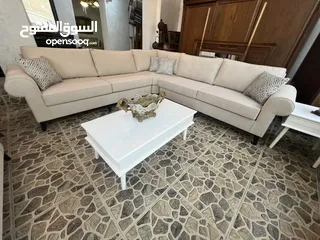  1 ‏طقم كورنر 10 مقاعد خشب سويد أسفنج دلو قماش البشير