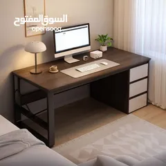  2 مكتب فاخر بتصميم عصري أنيق هيكل معدني أسود قوي يمنح المكتب ثبات وأناقة
