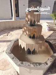  13 نوافير حجرية ابيض قطر 1متر البحرة  مع حوضين بالوسط مع الوصلات شامل التركيب والتشغيل