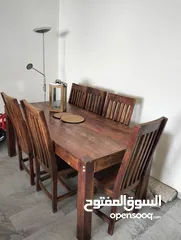  3 طاولة سفرة خشب 6 كراسي للبيع