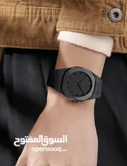  3 ساعة يد رجالية فاخرة باللون الأسود المطفي الكامل-تصميم انيق و عصري- افضل جودة و اقل سعر.