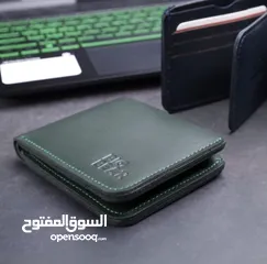  8 محفظة جلد طبيعي عالية الجودة  جلد طبيعي خام اصلية فاخرة
