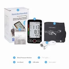  12 جهاز قياس ضغط الدم الناطق و نبضات القلب الإلكتروني مع وظيفة الصوت و شاشة LCD كبيرة جهاز الضغط دم