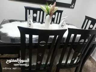  2 طاولة سفرة 6 كراسي لون اسود