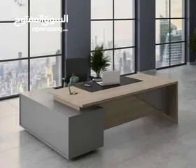  8 مكتب 140*70 مع جانبيه 80*40 وطاولة وسط تفصيل خشب مستورد بسعر المصنع