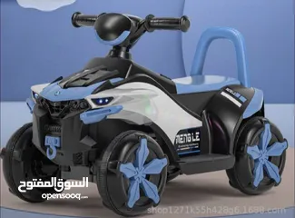  3 سيارة اطفال كهربائية بتحمل 25 كيلو واكثر متوفرة باللون الازرق فقط بتشتغل عالشحن قوة 6 فولت تحكم ذاتي