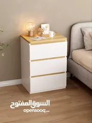  3 خزانة بيضاء جانبية  أنيقة بلمسة خشبية عصرية الأناقة والبساطة في تصميم واحد! جميع المساحات: 32×30×59