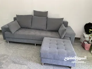  3 3 seater sofa with leg rest and pillows