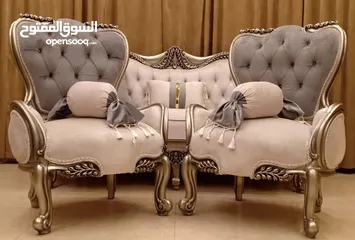  8 طقم كنب دمياطي  خشب زان قماش سليفا تحريف يدوي اعلى جودة من المصنع لبيتك