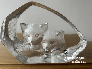  1 Two Kitten Crystal Paperweight